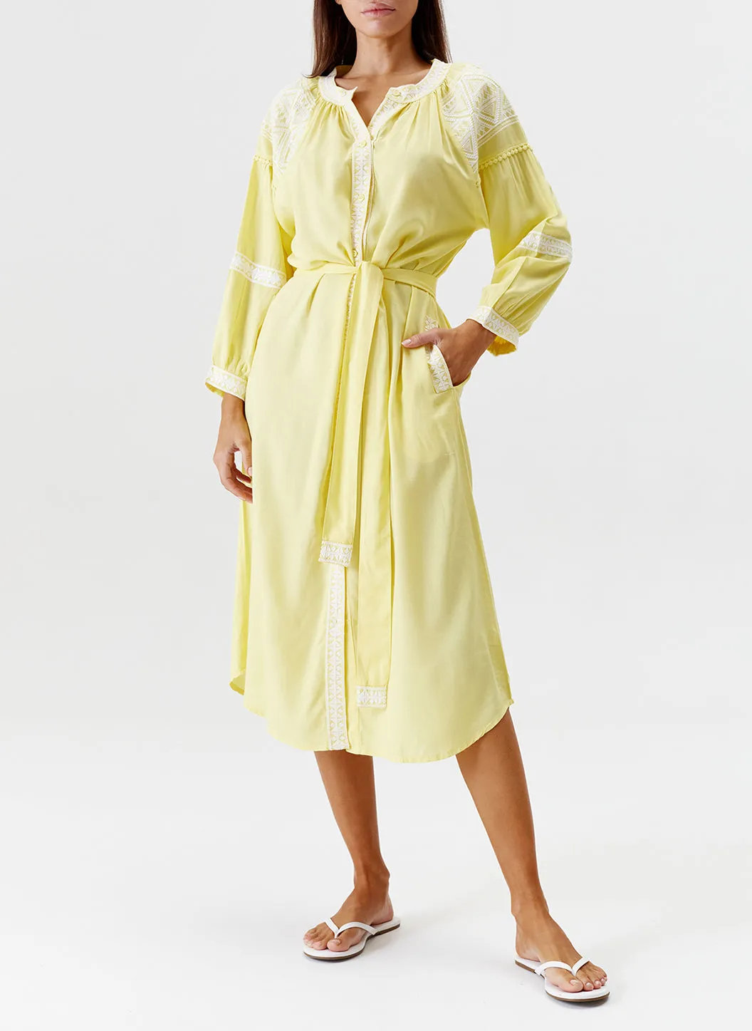 Ally Yellow/White Kaftan