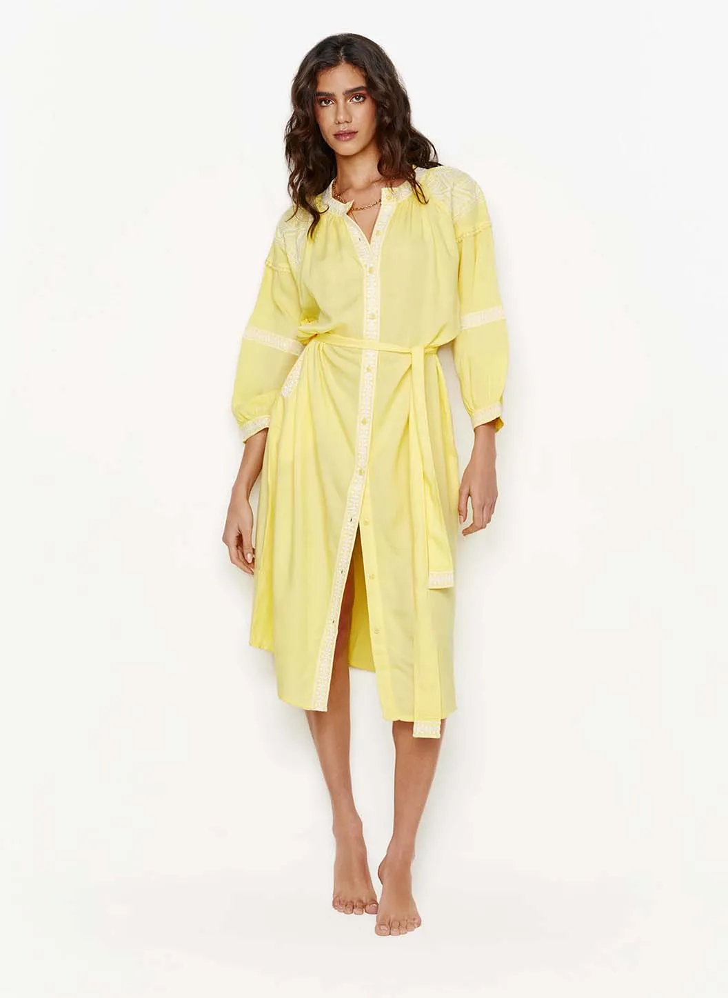 Ally Yellow/White Kaftan