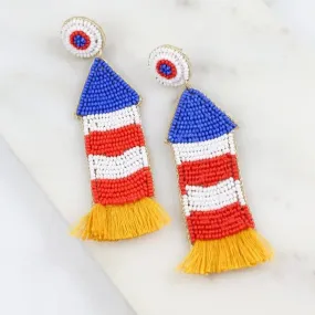 Beaded Earrings, Patriotic Fireworks