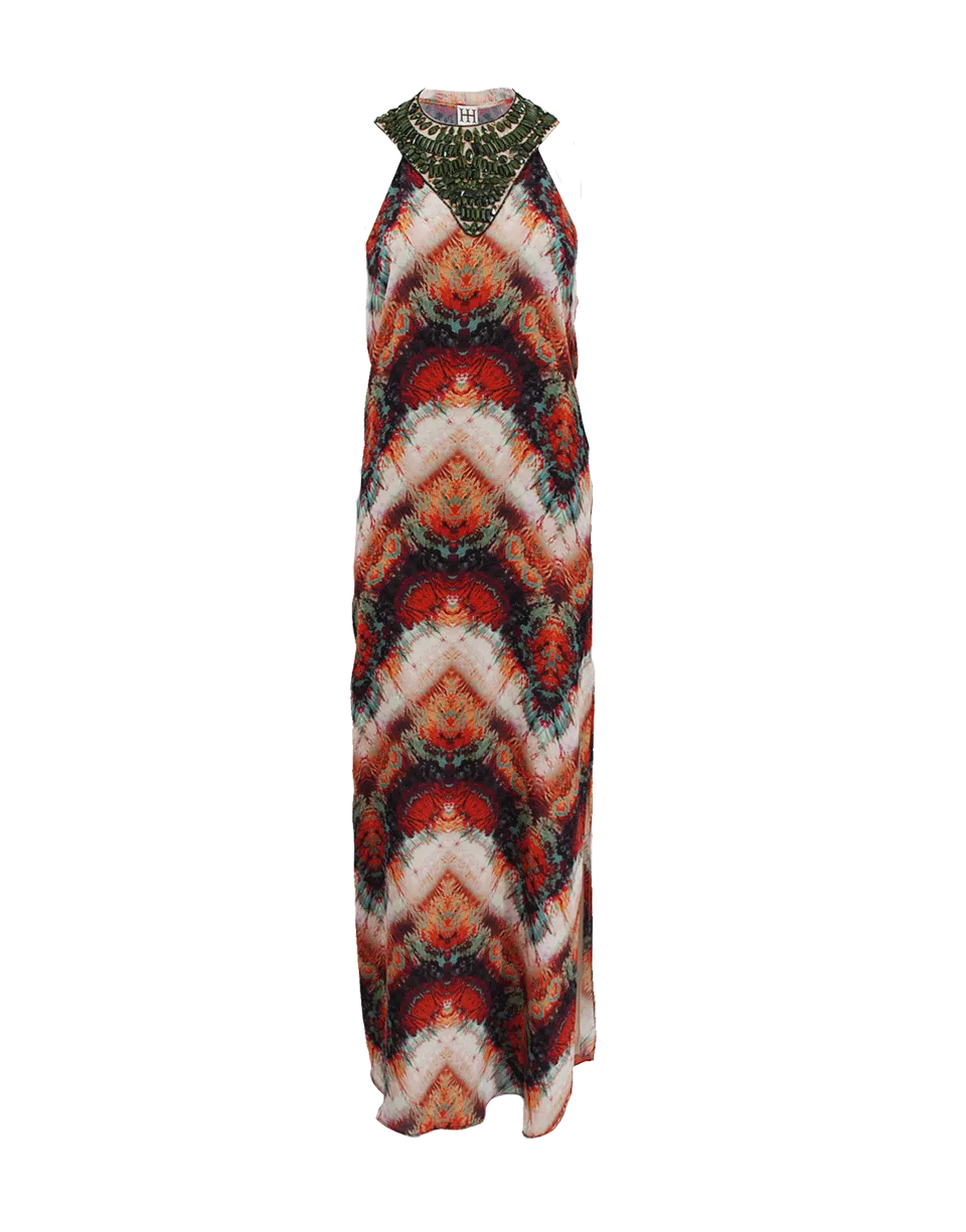 Beaded Neckline Maxi Dress