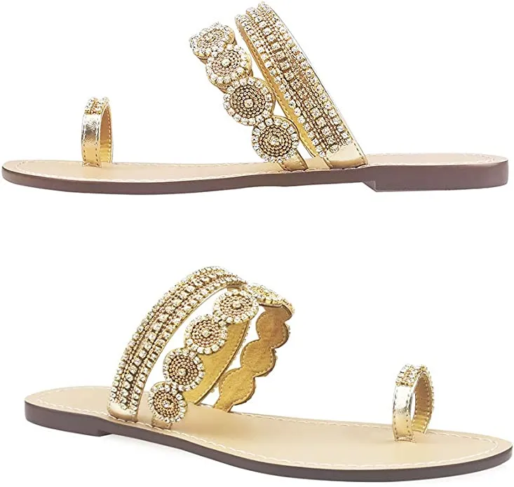 Beaded Rhinestone Circle Silver Summer Elegant Sandal