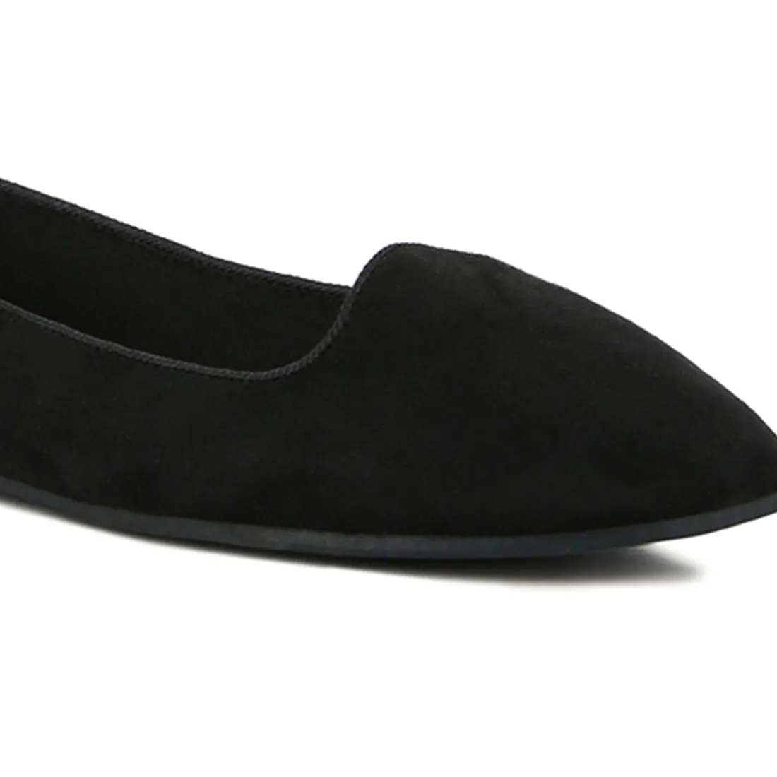 Black Microfiber Casual Ballerinas