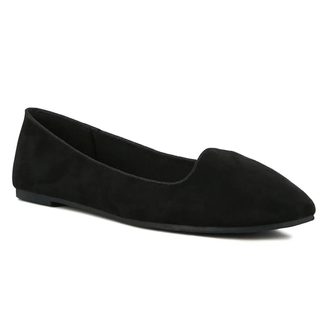 Black Microfiber Casual Ballerinas