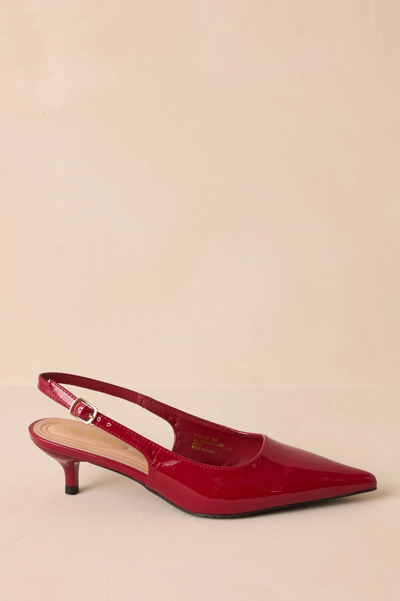 Celestial Dreams Burgundy Pointed-Toe Slingback Kitten Heels