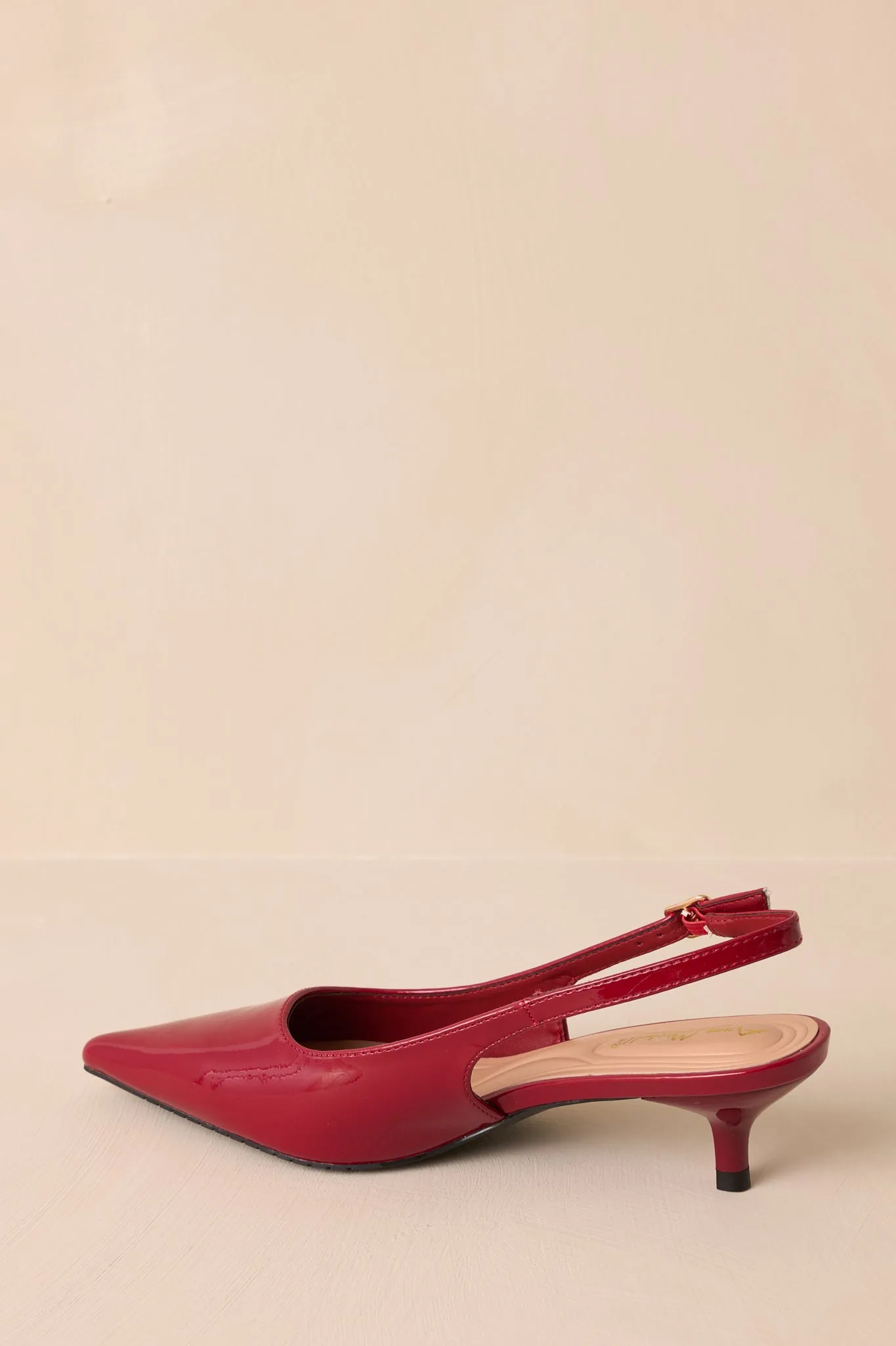 Celestial Dreams Burgundy Pointed-Toe Slingback Kitten Heels