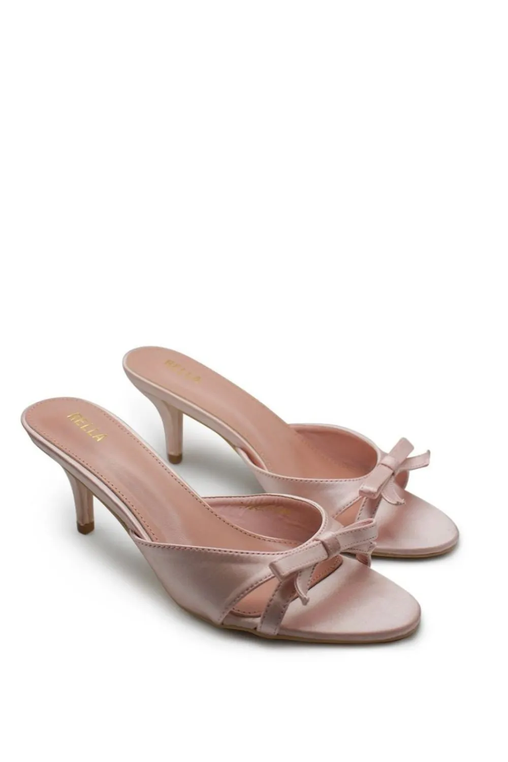 Delia Bow Heel - Pink Satin