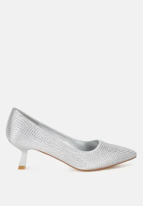 Dinah Rhinestones Embellished Kitten Heel Pumps