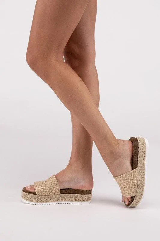 Espadrille Flatform Slide Sandals