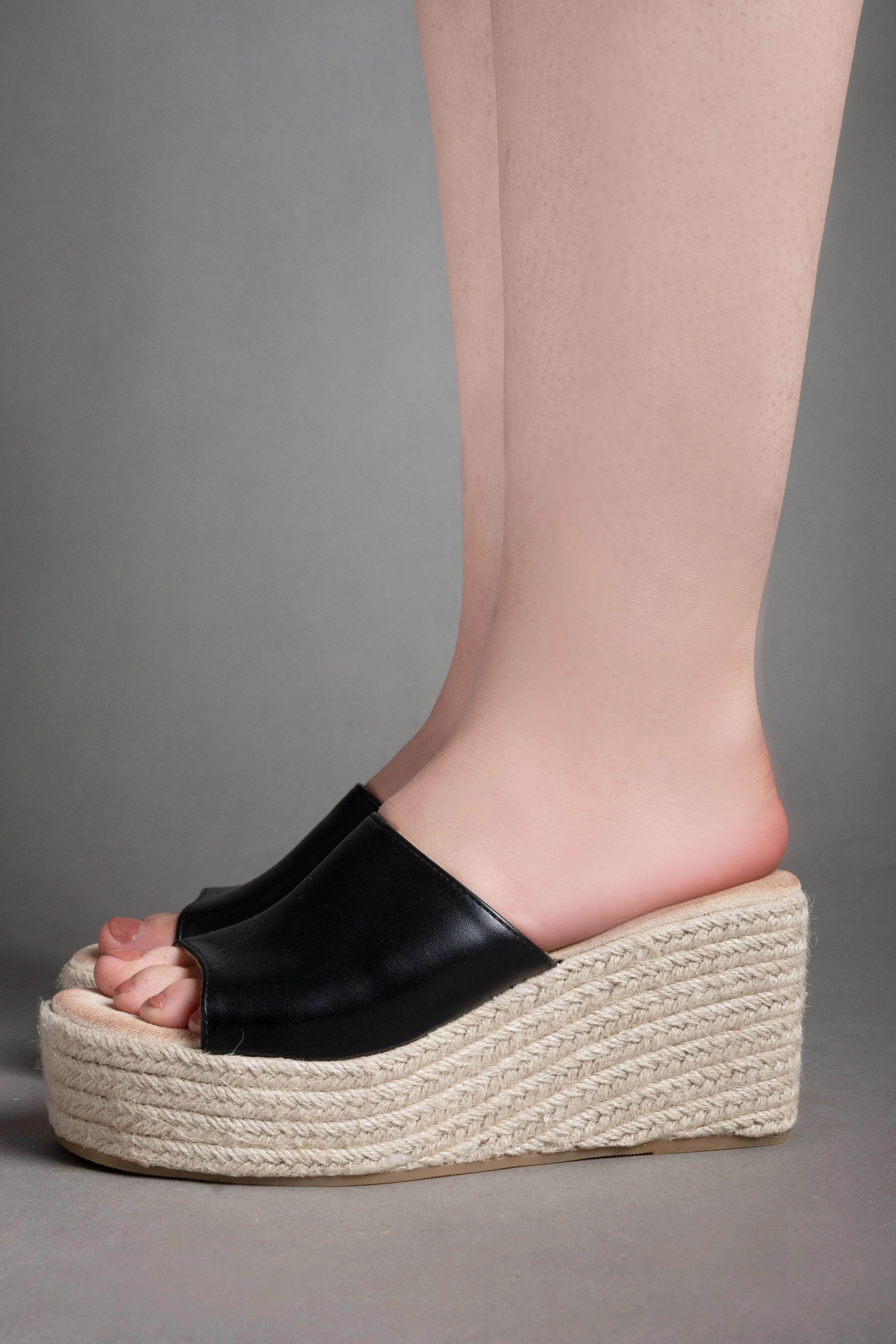 Espadrille Platform Sandals - Black