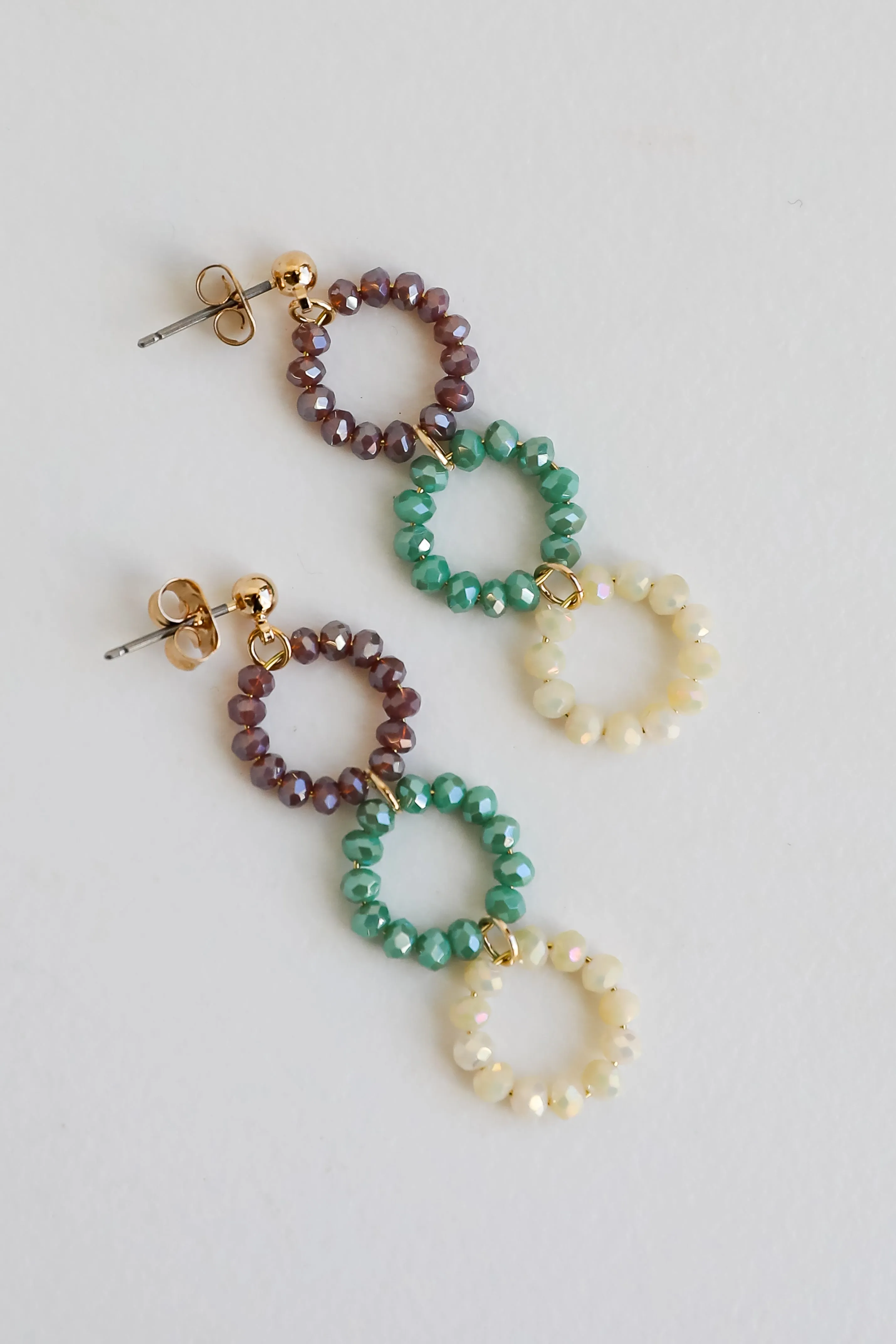 FINAL SALE - Melissa Teal Beaded Circle Drop Earrings