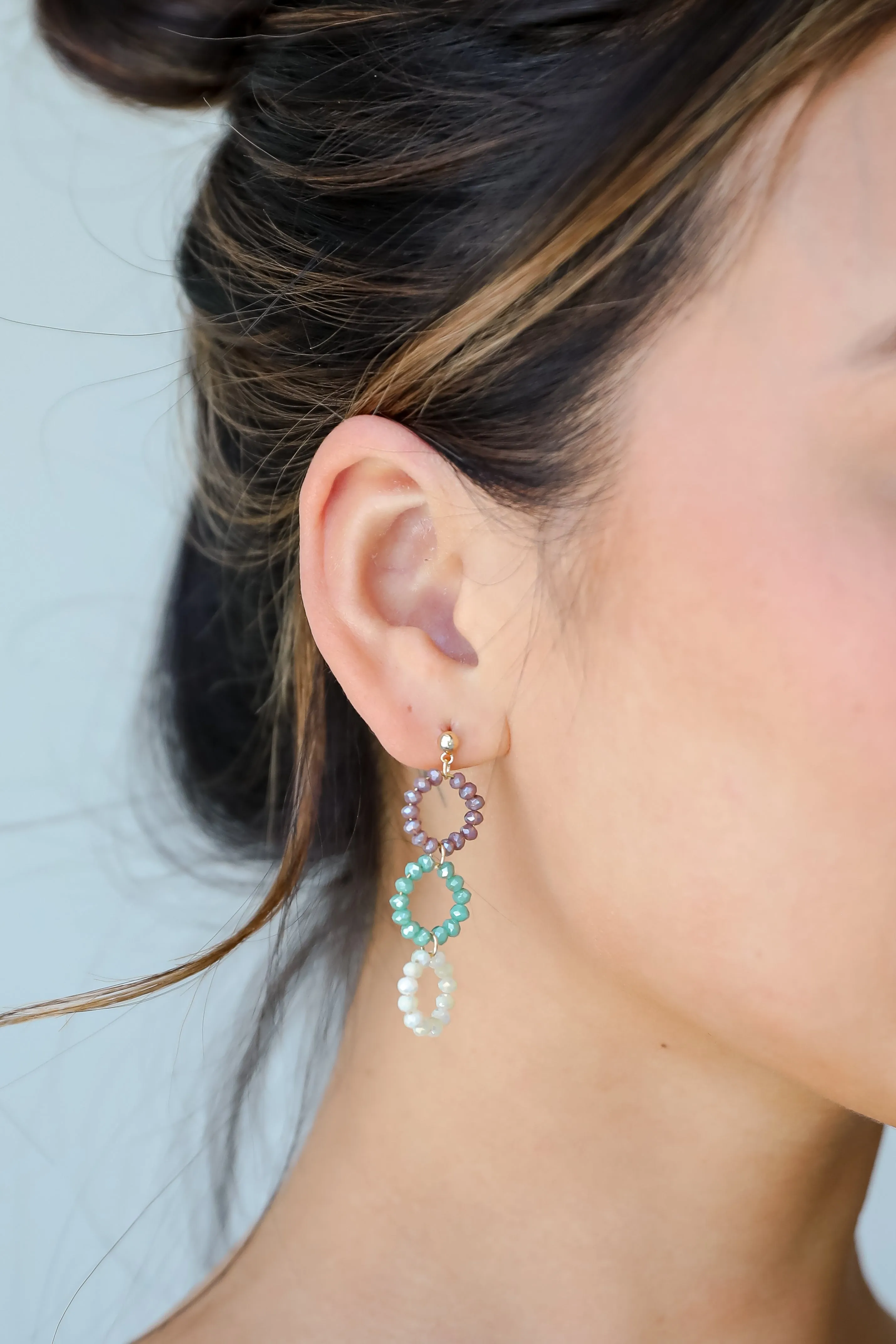 FINAL SALE - Melissa Teal Beaded Circle Drop Earrings