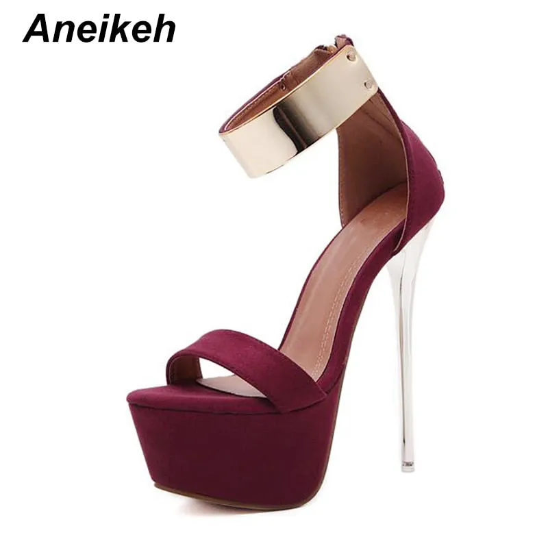 Glittery 16CM High Heel Ankle Strap Sandals