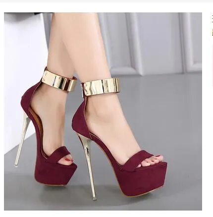 Glittery 16CM High Heel Ankle Strap Sandals