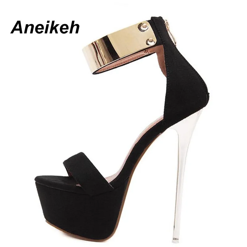 Glittery 16CM High Heel Ankle Strap Sandals