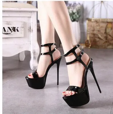 Glittery 16CM High Heel Ankle Strap Sandals