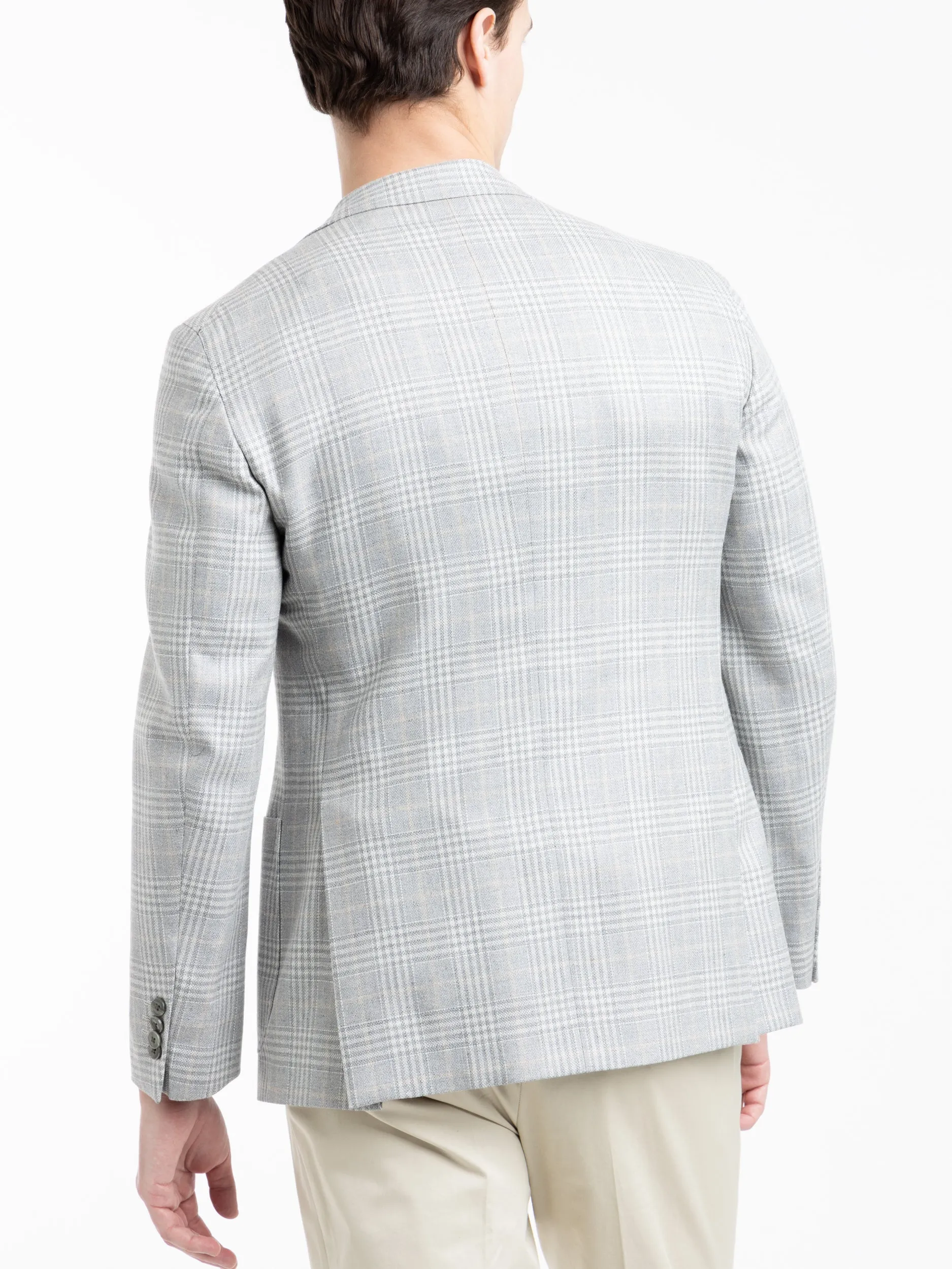 Grey Silk-Wool Prince of Wales Sport Jacket