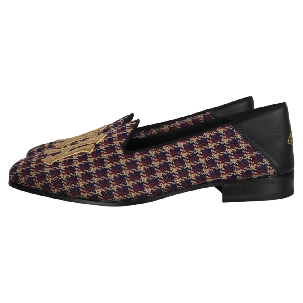 Gucci Men’s NY Yankee Wool Loafers Flat Crossing Check Multicolor