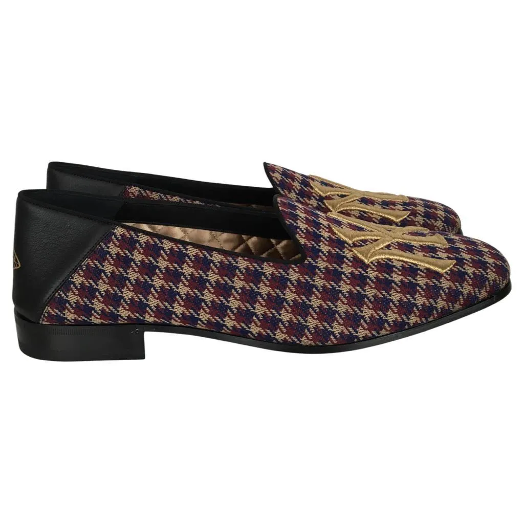 Gucci Men’s NY Yankee Wool Loafers Flat Crossing Check Multicolor