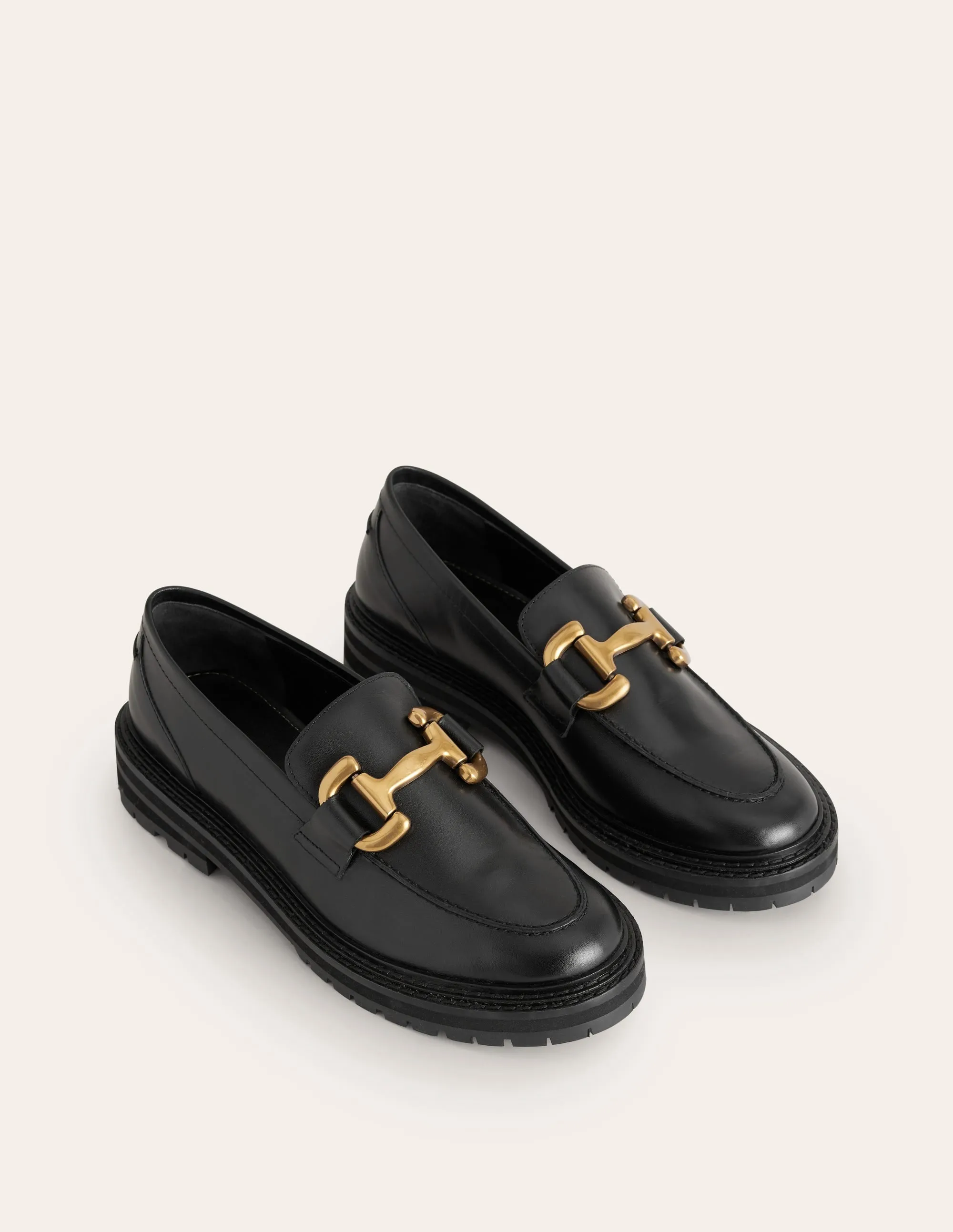 Iris Chunky Snaffle Loafers-Black