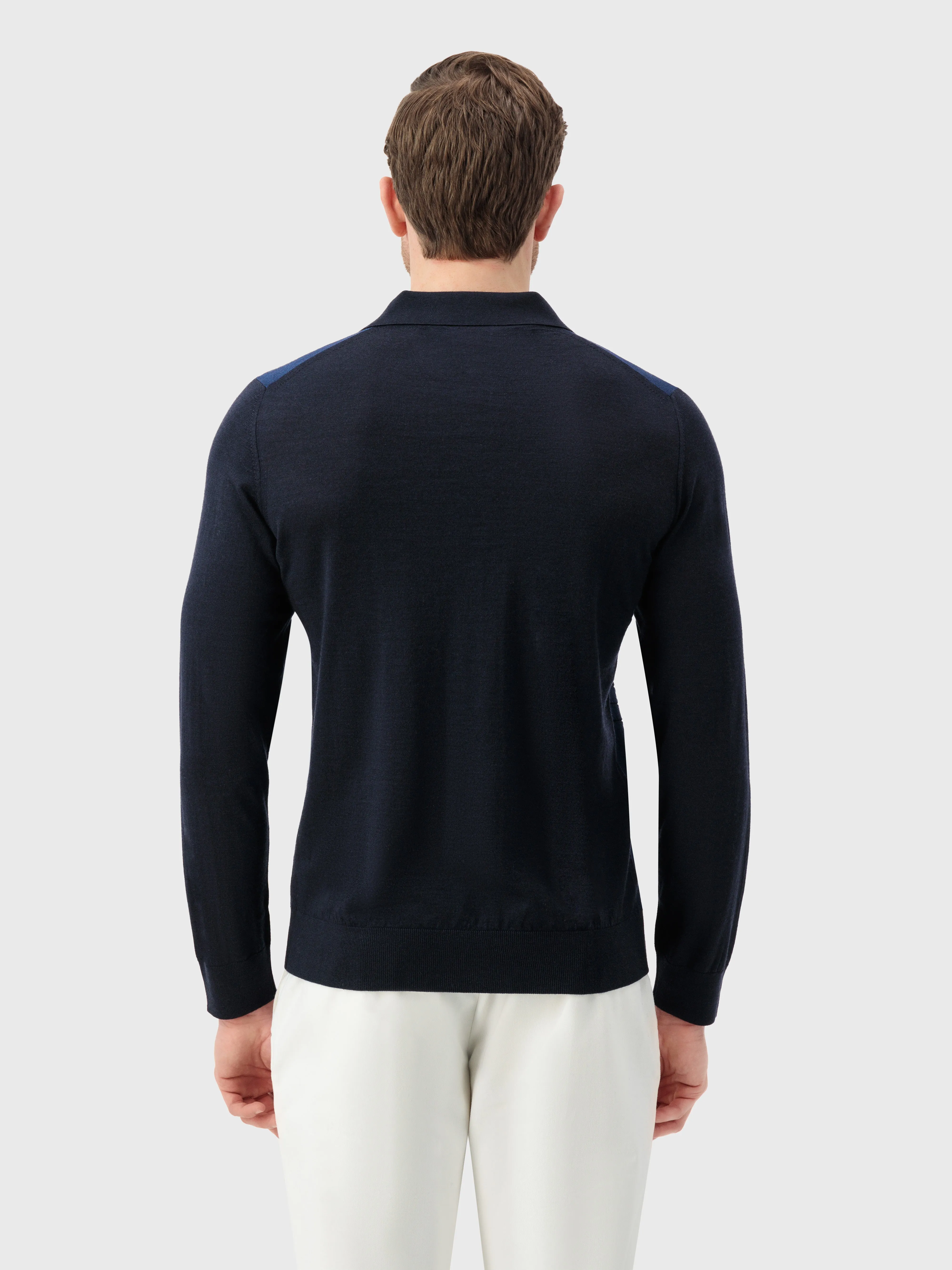 Knit Sweater with Textured Pattern Dark Navy