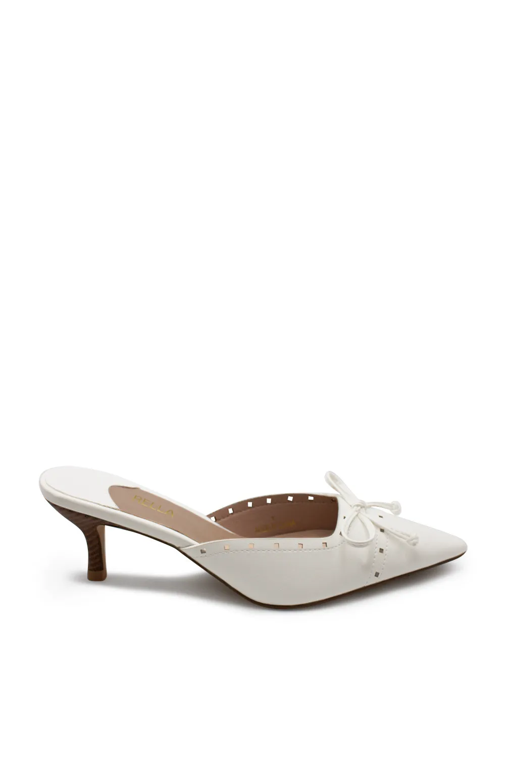 Lillie Pointed Toe Kitten Heel - White