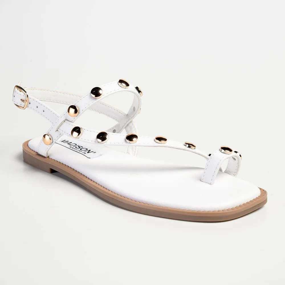 Madison Jay Studded Flat Sandal - White