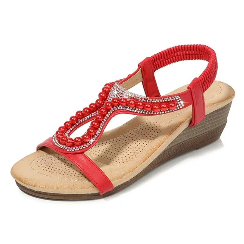 MVVJKE Beaded Elastic Heel Sandal Shoes