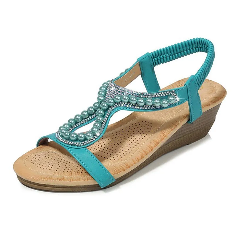 MVVJKE Beaded Elastic Heel Sandal Shoes