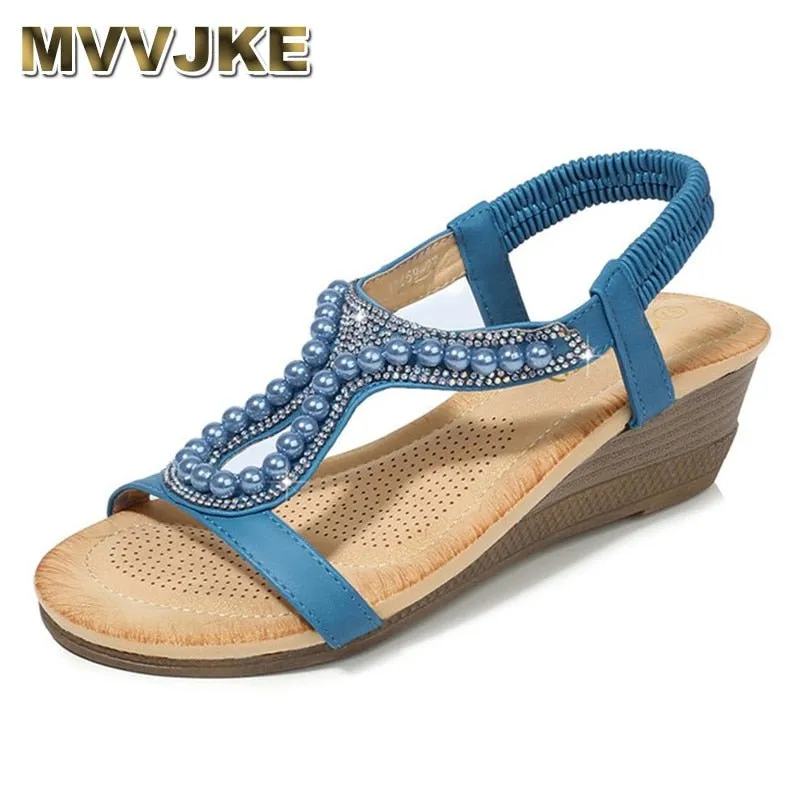 MVVJKE Beaded Elastic Heel Sandal Shoes