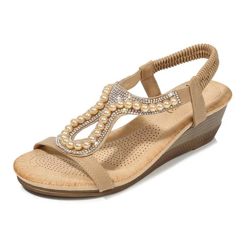 MVVJKE Beaded Elastic Heel Sandal Shoes