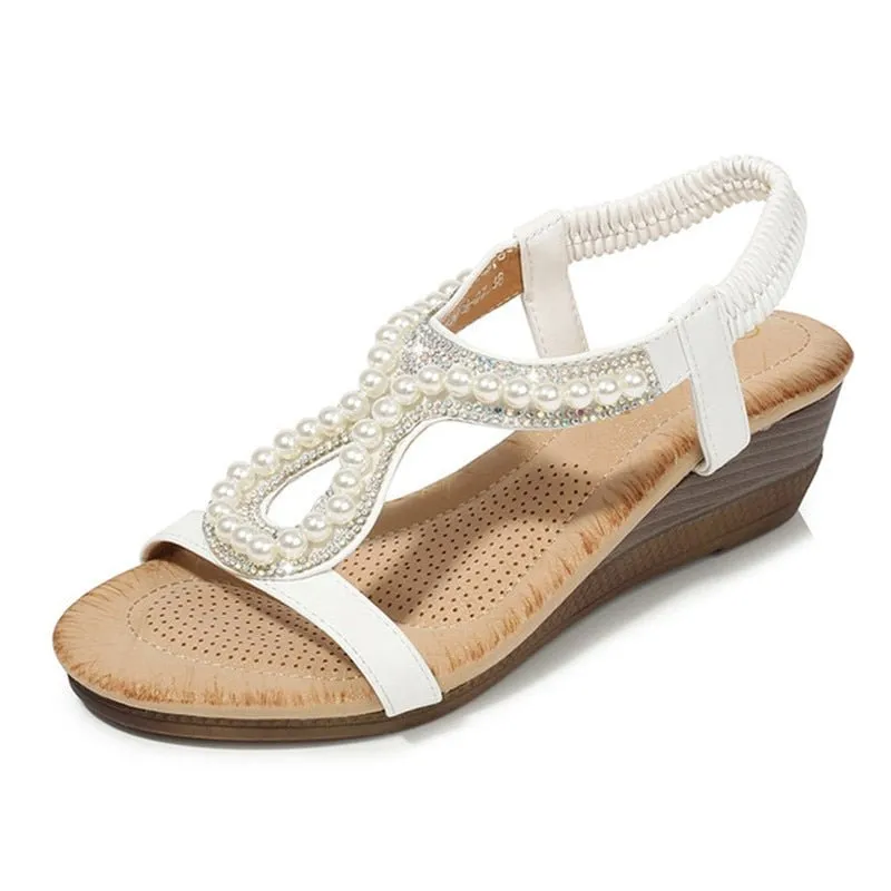 MVVJKE Beaded Elastic Heel Sandal Shoes