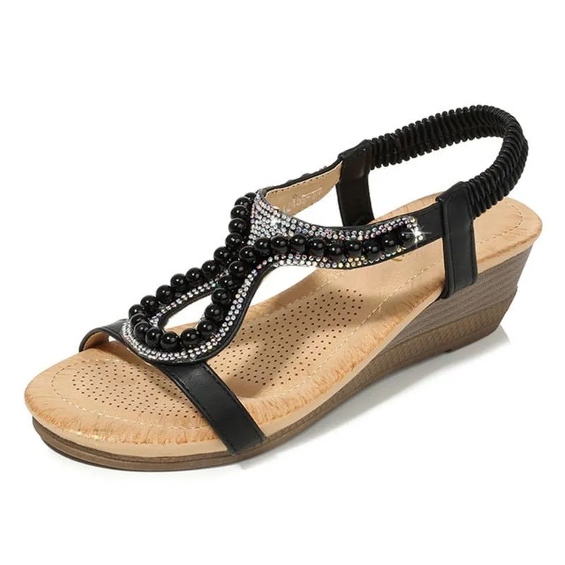 MVVJKE Beaded Elastic Heel Sandal Shoes