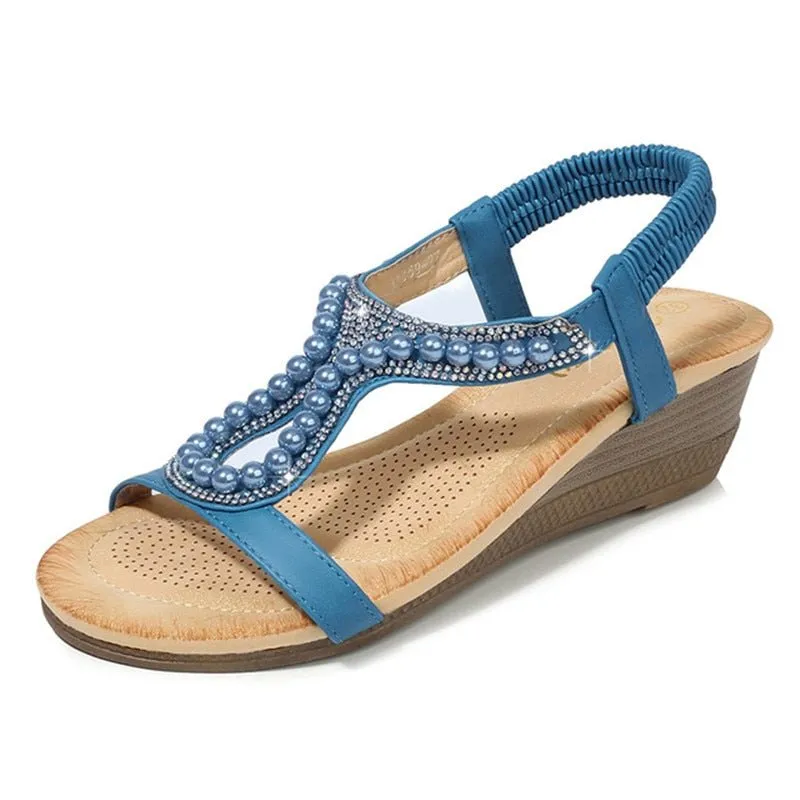 MVVJKE Beaded Elastic Heel Sandal Shoes