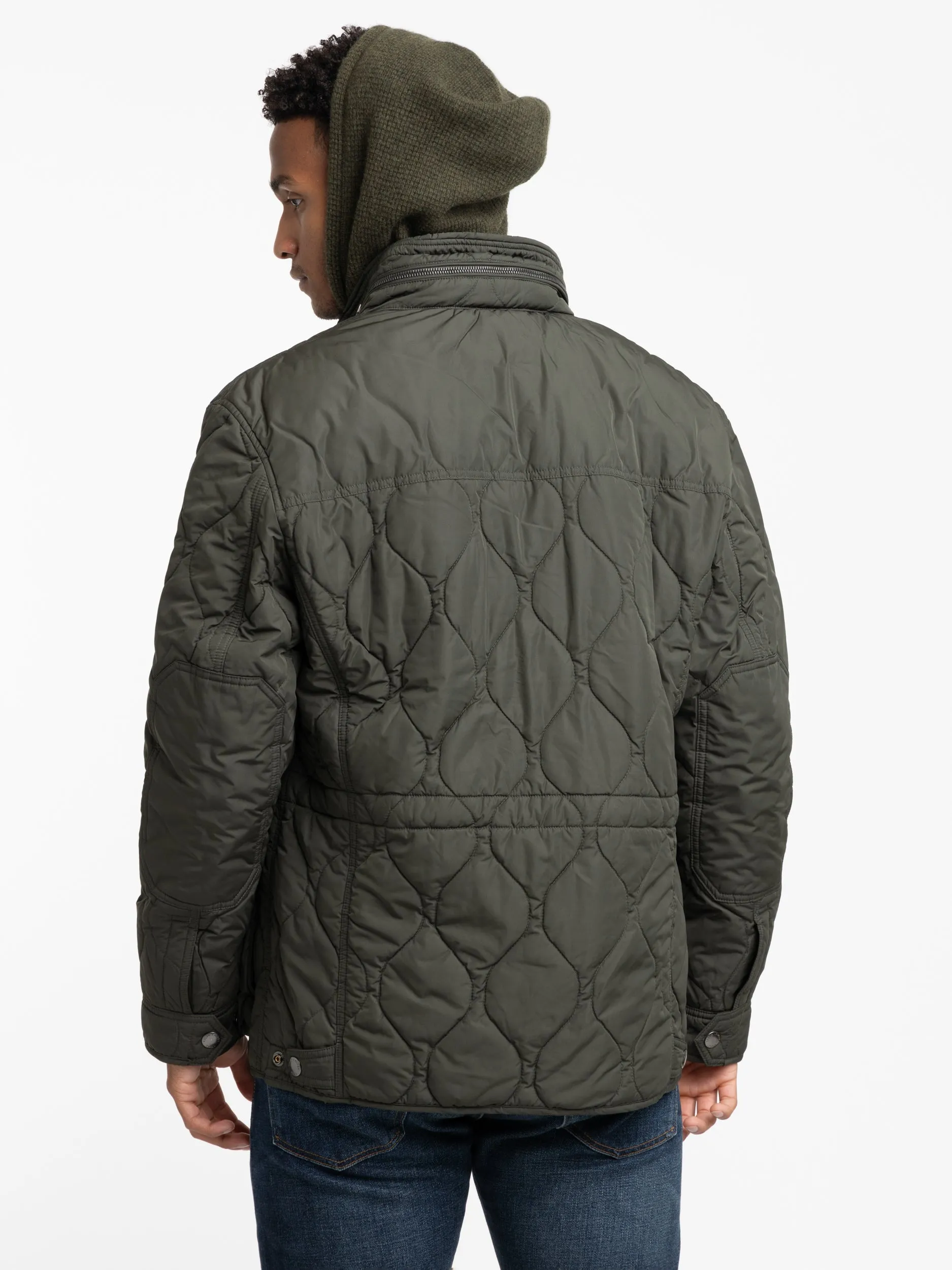 Olive Smoke Quilted Utility Jacket