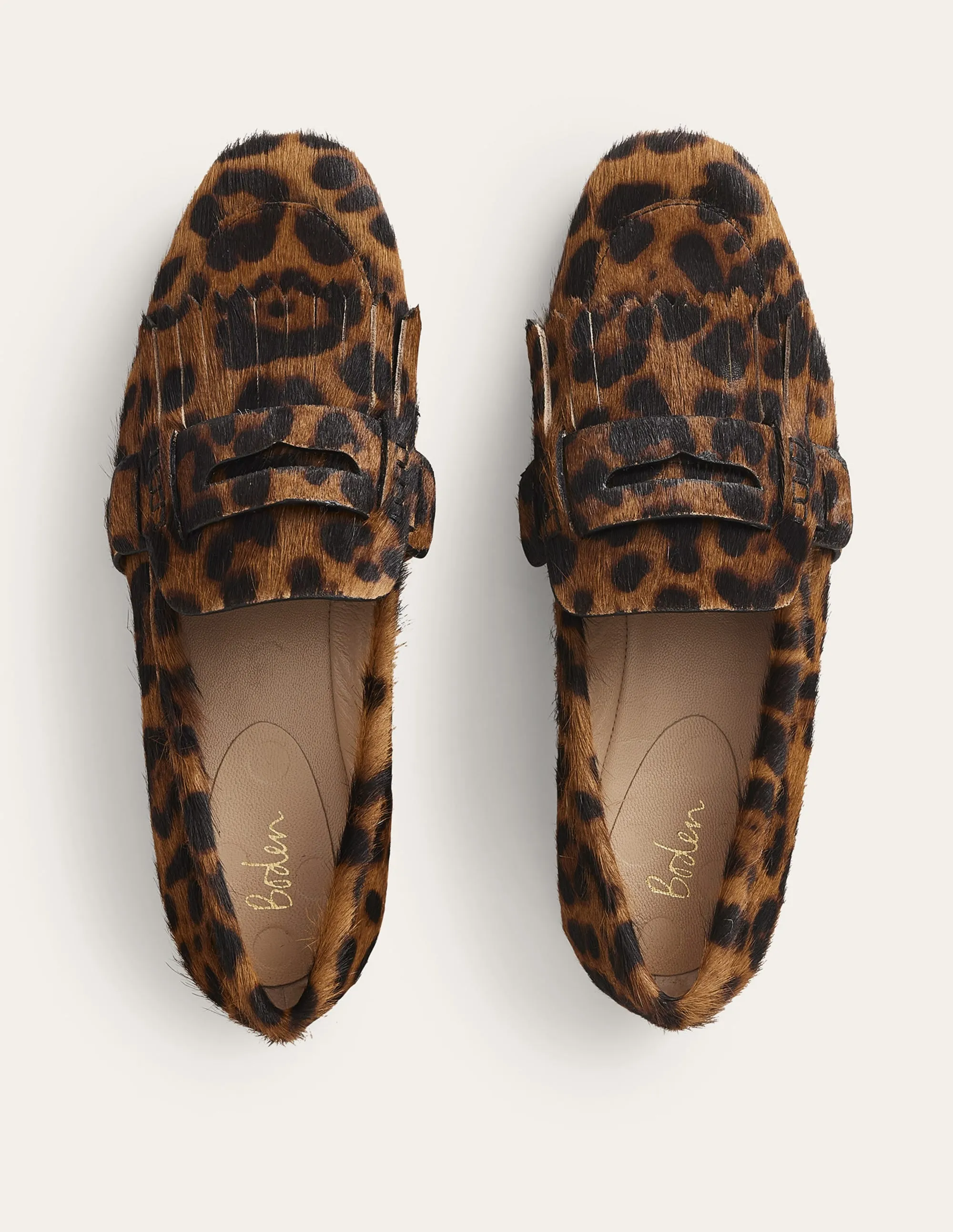 Penny Detail Loafers-Leopard Pony Hair