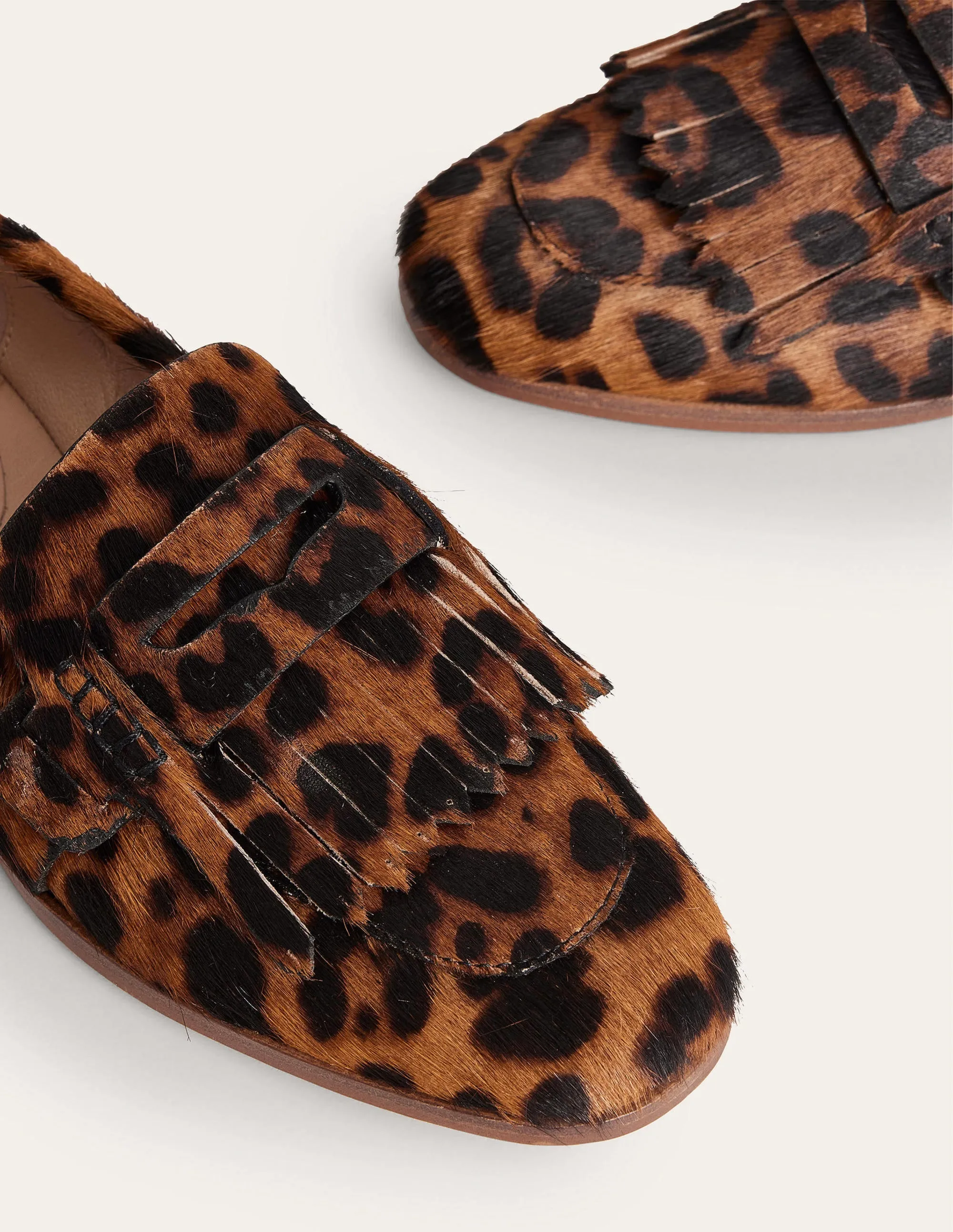 Penny Detail Loafers-Leopard Pony Hair