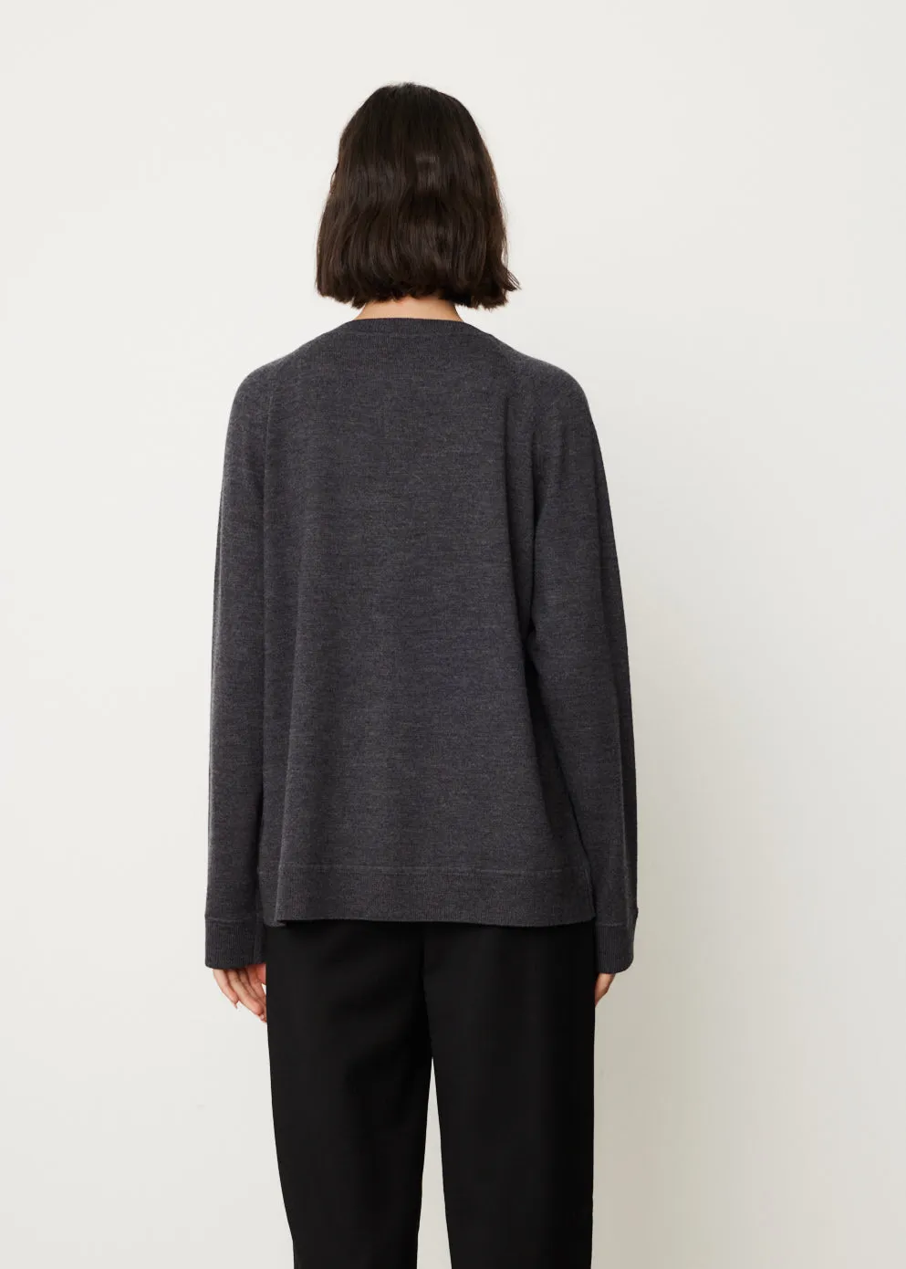 Raglan-Sleeve Wool Cardigan