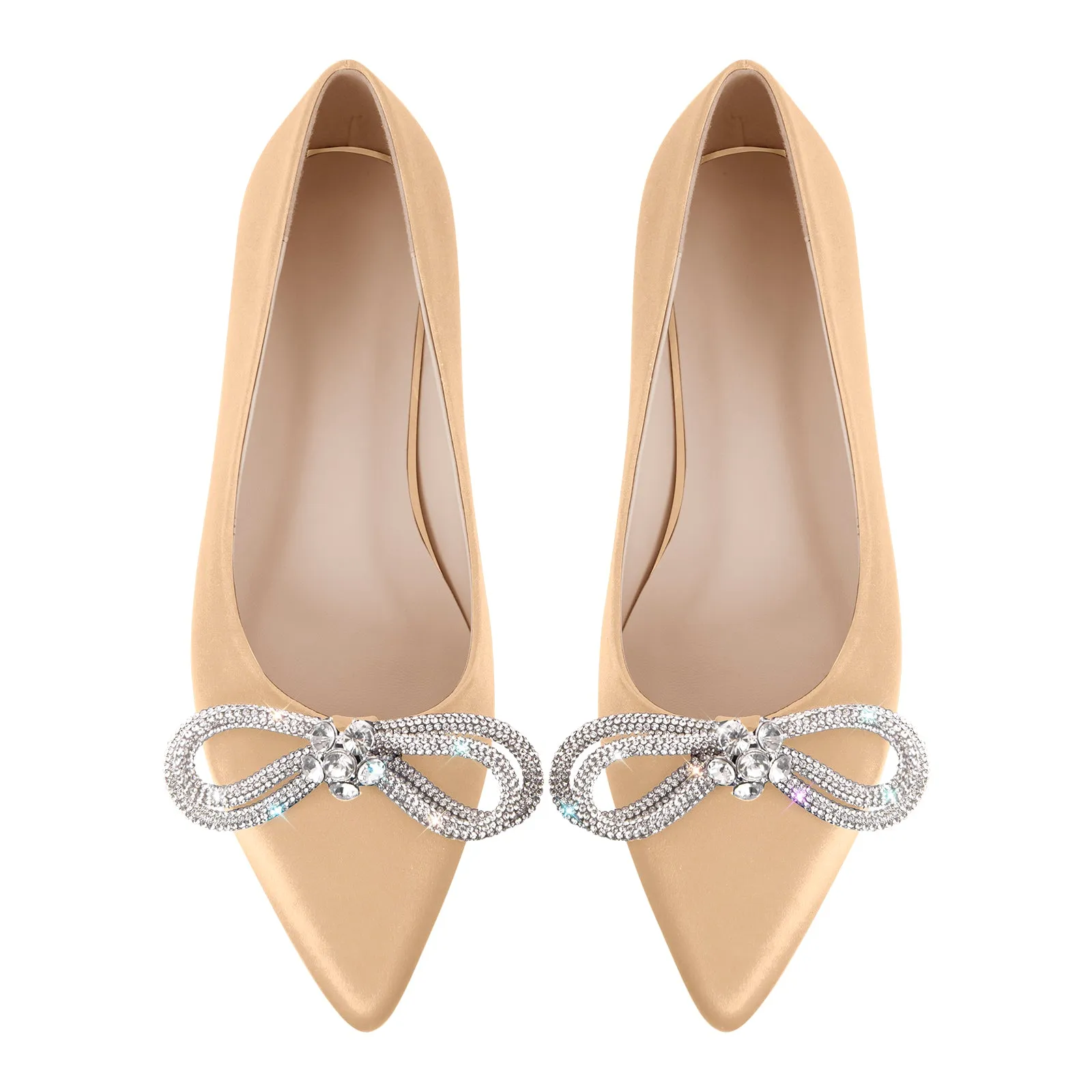 Rhinestones Bow Pointed Toe Flats