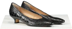 Russell & Bromley Black Croc Print Kitten Heels UK 6 EU 39 👠