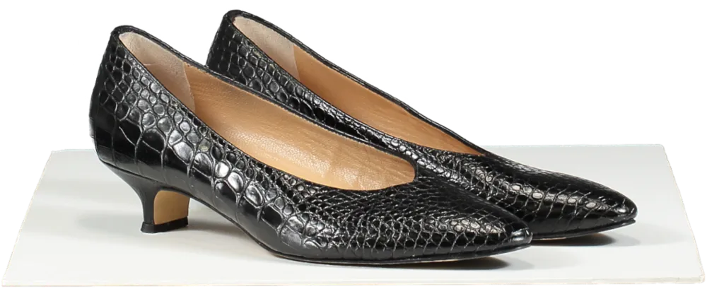 Russell & Bromley Black Croc Print Kitten Heels UK 6 EU 39 👠