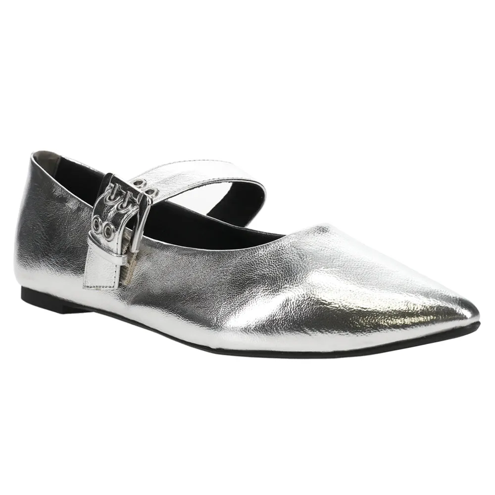 Spinning Around Metallic Mary Jane Flats