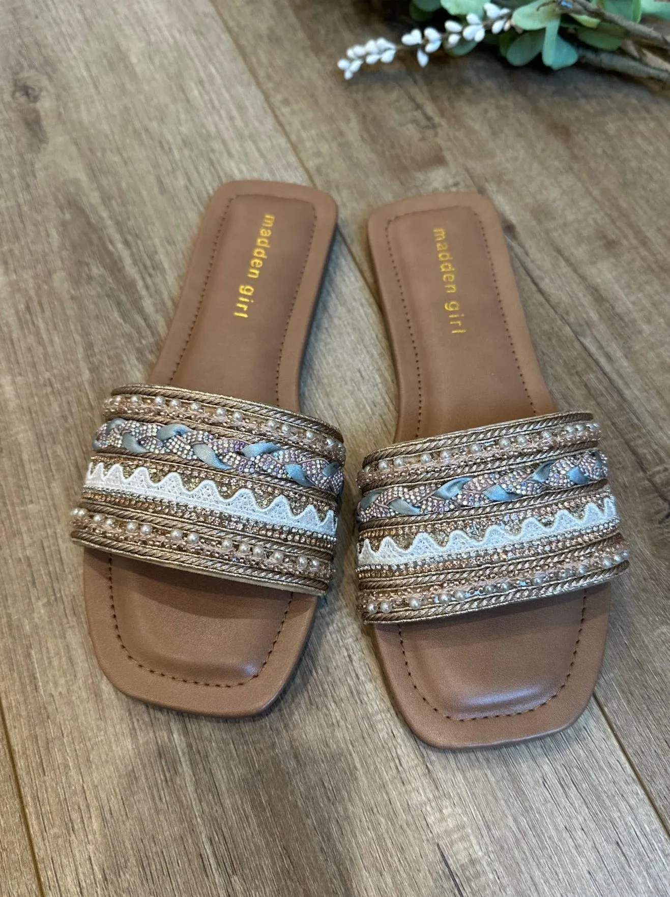 Threadd Beaded Slide Sandal (Madden Girl)