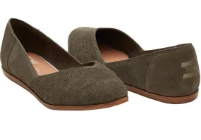 Toms Jutti- Tarmac Olive Suede Chevron Embossed