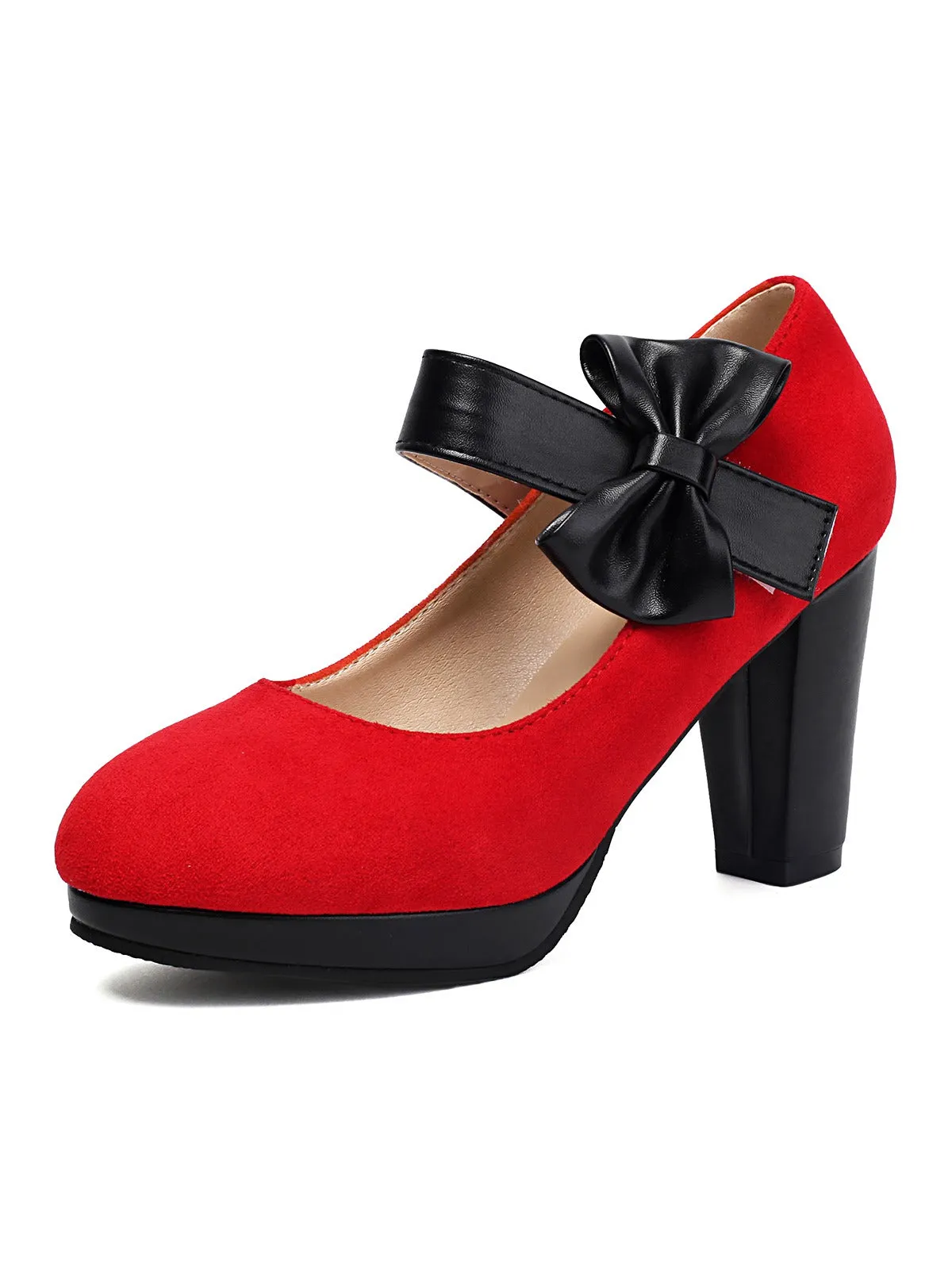 Vintage Mary Jane Bow Chunky Heel Shoes