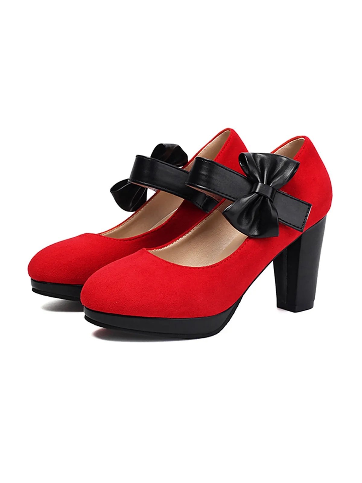 Vintage Mary Jane Bow Chunky Heel Shoes