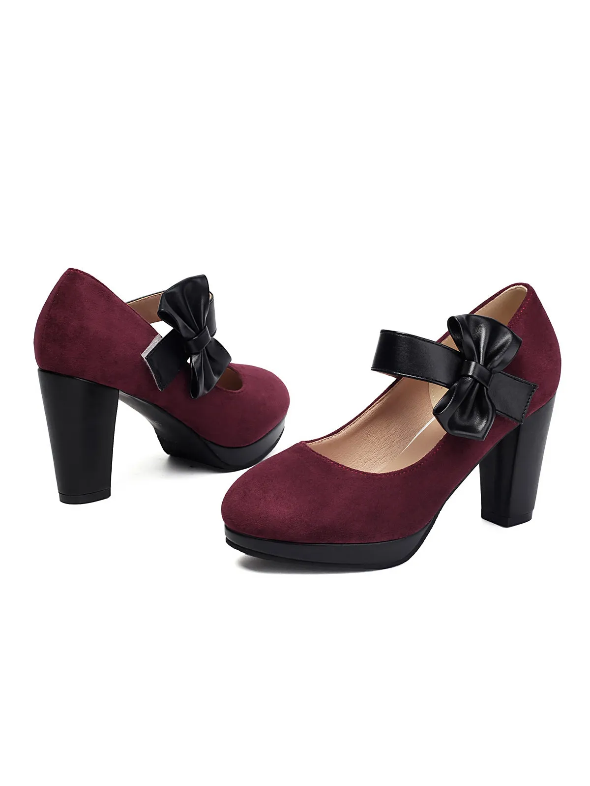 Vintage Mary Jane Bow Chunky Heel Shoes