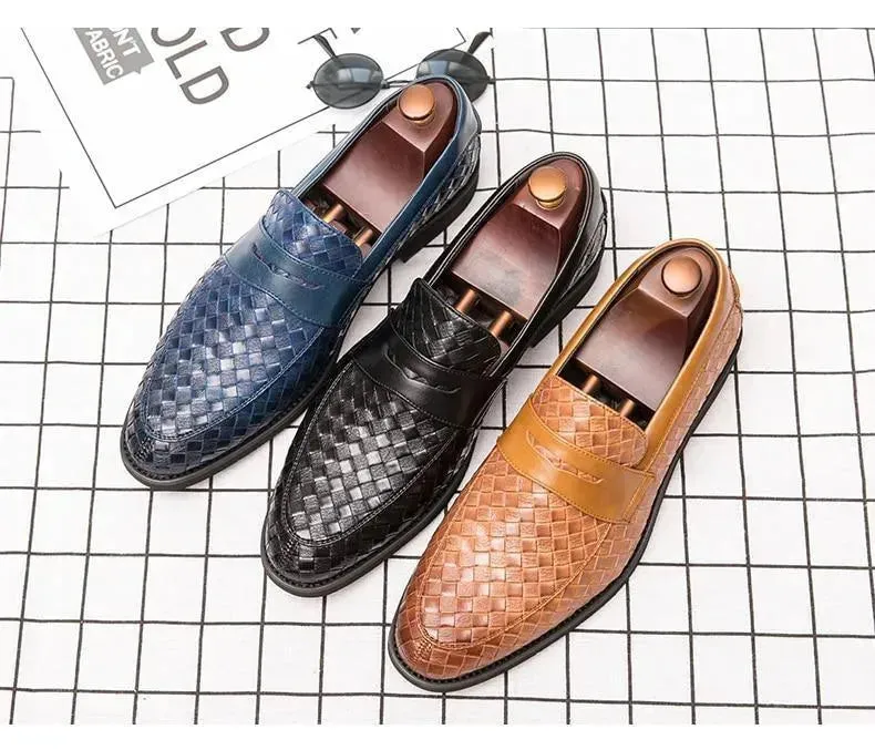 Weaved Penny Loafer Shoes For Men