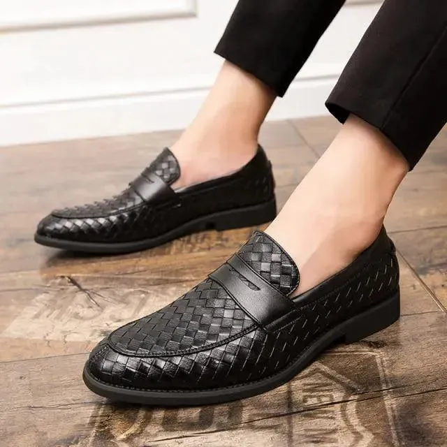 Weaved Penny Loafer Shoes For Men